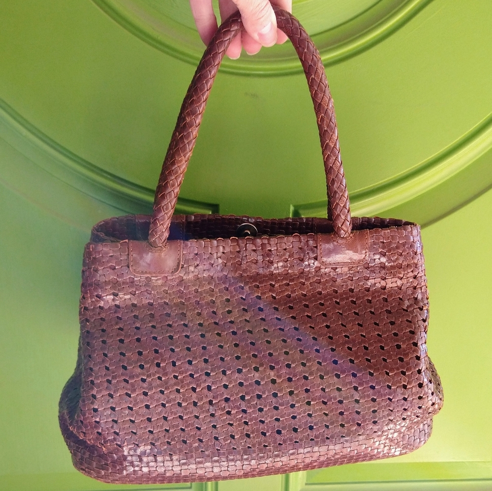 ANNE KLEIN OROTON woven leather handbag vintage